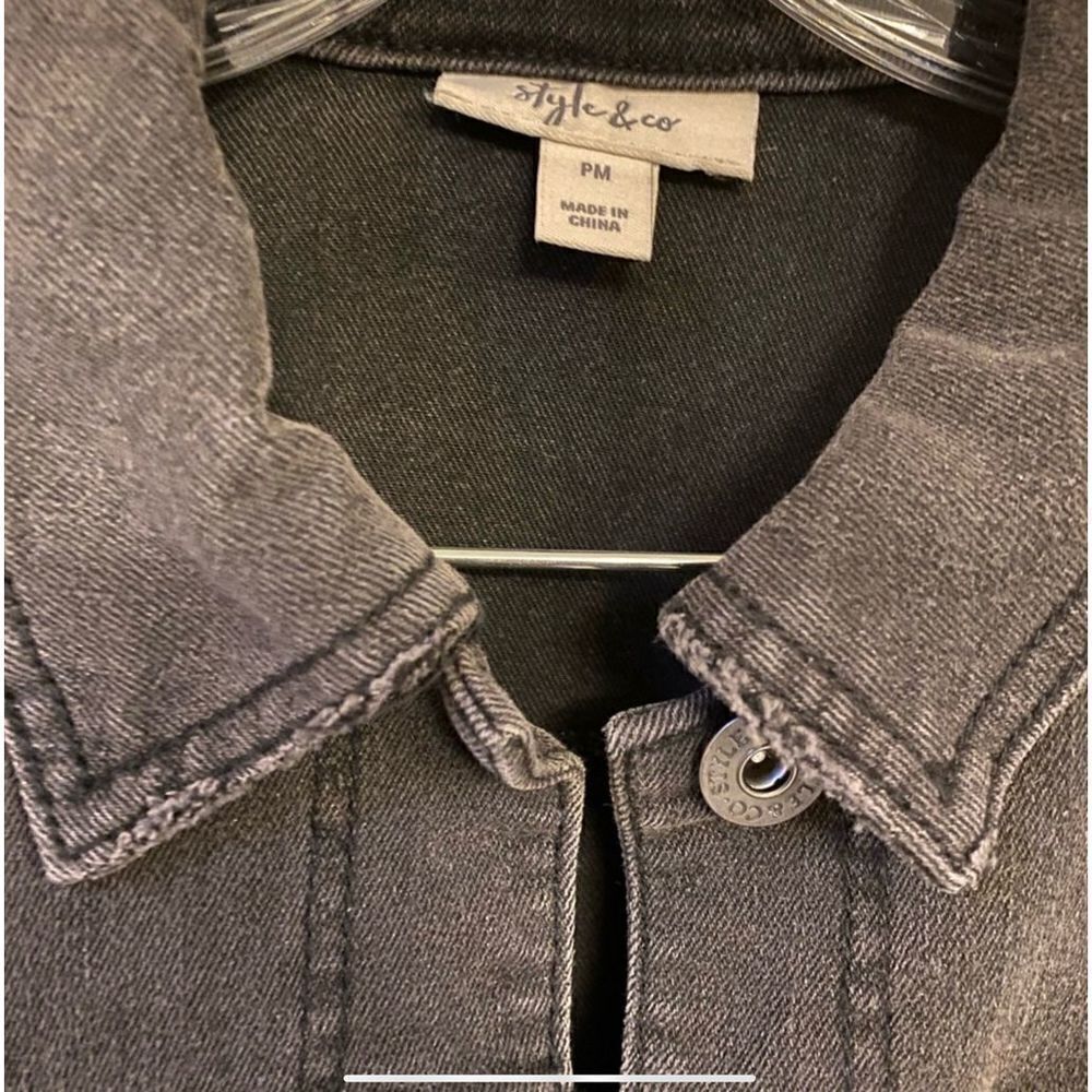 Black Distressed Washed Out Jean Jacket. - Picture 4 of 5